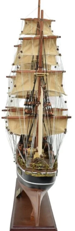 Casa Padrino Luxus Flaggschiff Cutty Sark Braun / Schwarz / Weiß 70 x 28 x H. 85 cm - Handgefertigtes Deko Schiff - Holzschiff - Segelschiff - Kriegsschiff - Luxus Deko Accessoires