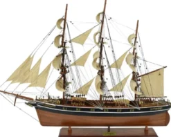 Casa Padrino Luxus Flaggschiff Cutty Sark Braun / Schwarz / Weiß 70 x 28 x H. 85 cm - Handgefertigtes Deko Schiff - Holzschiff - Segelschiff - Kriegsschiff - Luxus Deko Accessoires
