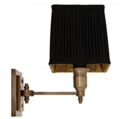 Casa Padrino Luxus 1-flammige Messing Wandleuchte mit schwarzem Stoffschirm - 14 x 22 x 27 cm