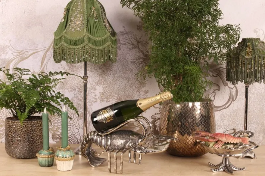 Casa Padrino Luxus Flaschenhalter Silber 41 x 22 x H. 21 cm - Hummer Weinflaschenhalter