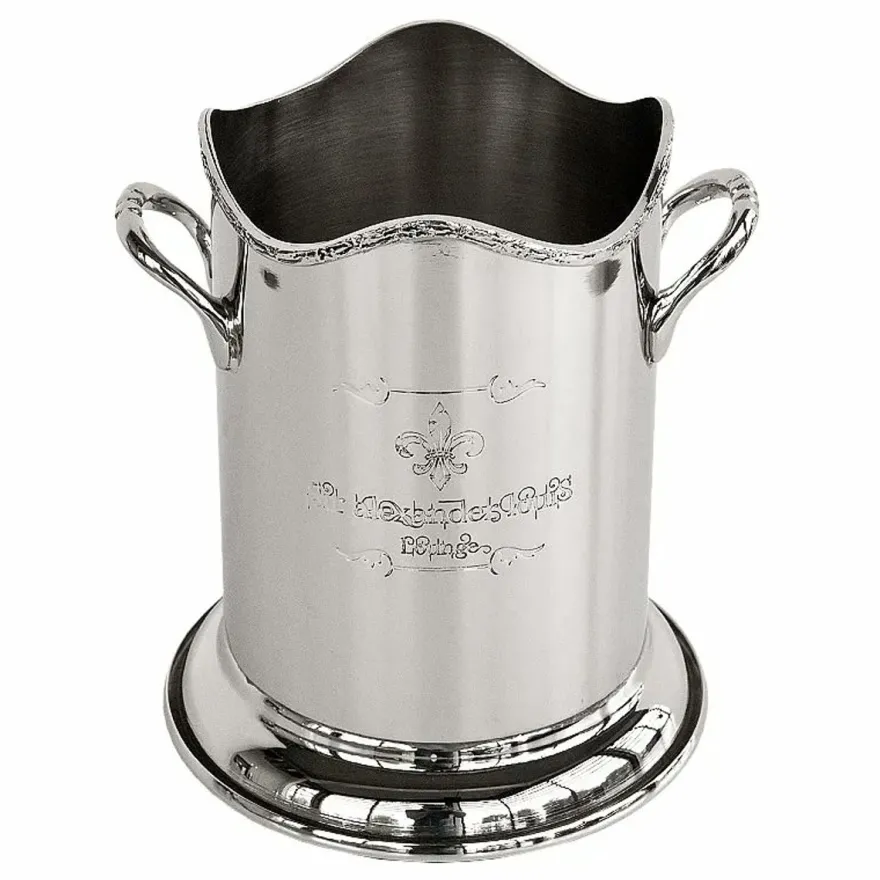Casa Padrino Luxus Flaschenkühler Silber Ø 16 x H. 18 cm - Weinkühler für eine Flasche mit Gravur