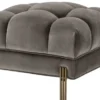 Casa Padrino Luxus Fußhocker Grau / Messingfarben 59 x 59 x H. 43 cm - Samt Hocker mit Edelstahl Beinen - Wohnzimmer Möbel