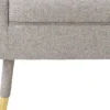 Casa Padrino Luxus Fußhocker Grau / Gold 76 x 62 x H. 46 cm - Wohnzimmer Hocker im Neoklassichen Stil - Designer Wohnzimmermöbel