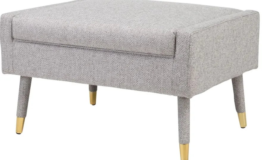 Casa Padrino Luxus Fußhocker Grau / Gold 76 x 62 x H. 46 cm - Wohnzimmer Hocker im Neoklassichen Stil - Designer Wohnzimmermöbel