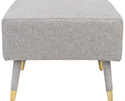 Casa Padrino Luxus Fußhocker Grau / Gold 76 x 62 x H. 46 cm - Wohnzimmer Hocker im Neoklassichen Stil - Designer Wohnzimmermöbel
