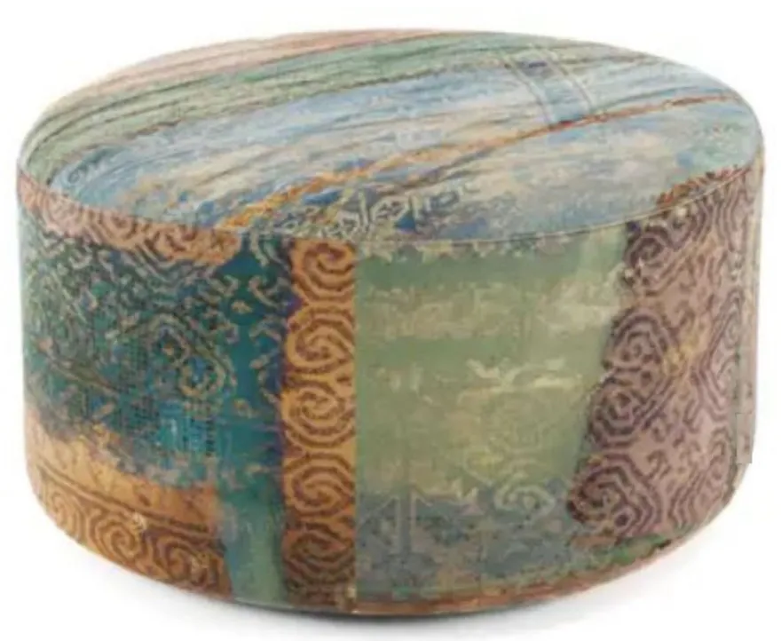 Casa Padrino Luxus Fußhocker Mehrfarbig Ø 75 x H. 30 cm - Runder Samt Hocker - Wohnzimmer Möbel - Hotel Möbel - Luxus Möbel - Luxus Einrichtung