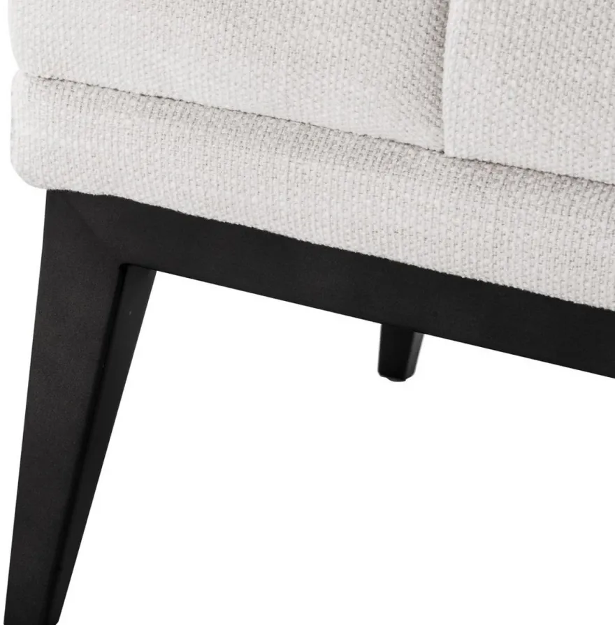 Casa Padrino Luxus Fußhocker Weiß / Schwarz 65 x 53 x H. 44 cm - Rechteckiger Hocker mit Edelstahl Beinen - Wohnzimmer Möbel