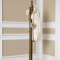 Casa Padrino Luxus Garderobenständer Vintage Messing / Beige H. 175,5 cm - Luxus Möbel