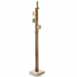 Casa Padrino Luxus Garderobenständer Vintage Messing / Beige H. 175,5 cm - Luxus Möbel