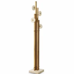 Casa Padrino Luxus Garderobenständer Vintage Messing / Beige H. 175,5 cm - Luxus Möbel