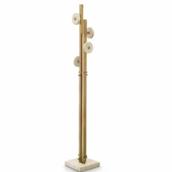 Casa Padrino Luxus Garderobenständer Vintage Messing / Beige H. 175,5 cm - Luxus Möbel
