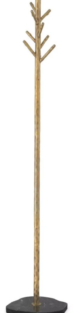 Casa Padrino Luxus Garderobenständer Vintage Messing / Schwarz Ø 29,5 x H. 162 cm - Edelstahl Kleiderständer mit Marmorsockel - Garderoben Möbel - Luxus Möbel - Luxus Einrichtung