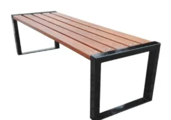 Casa Padrino Luxus Gartenbank Braun / Schwarz 150 x 47 x H. 45 cm - Moderne Sitzbank ohne Lehne