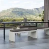 Casa Padrino Luxus Gartenbank Dunkelgrau / Matt Weiß 180 cm - Outdoor Garten Sitzbank