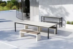 Casa Padrino Luxus Gartenbank Dunkelgrau / Matt Weiß 180 cm - Outdoor Garten Sitzbank