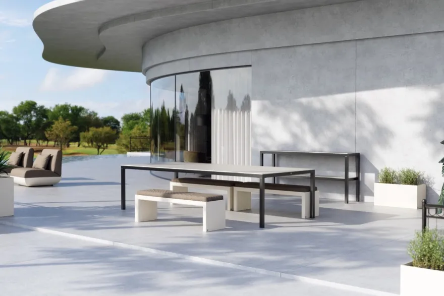 Casa Padrino Luxus Gartenbank Dunkelgrau / Matt Weiß 180 cm - Outdoor Garten Sitzbank