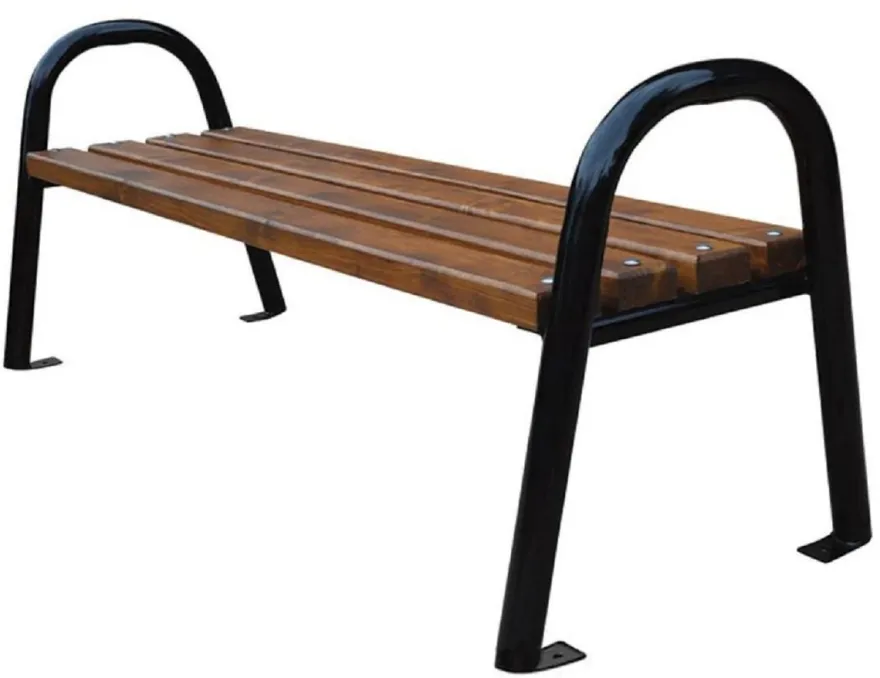 Casa Padrino Luxus Gartenbank Dunkelbraun / Schwarz 150 x 44 x H. 64 cm - Moderne Massivholz Bank mit Stahl Beinen - Garten Sitzbank - Parkbank - Garten Möbel