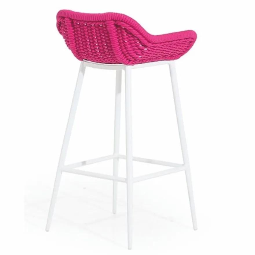 Casa Padrino Luxus Garten Barstuhl Pink / Weiß - Luxus Garten & Terrassen Möbel