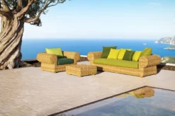 Casa Padrino Luxus Garten Couchtisch Naturfarben 74 x 74 x H. 30 cm