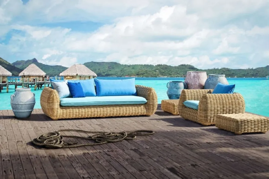 Casa Padrino Luxus Garten Couchtisch Naturfarben 74 x 74 x H. 30 cm
