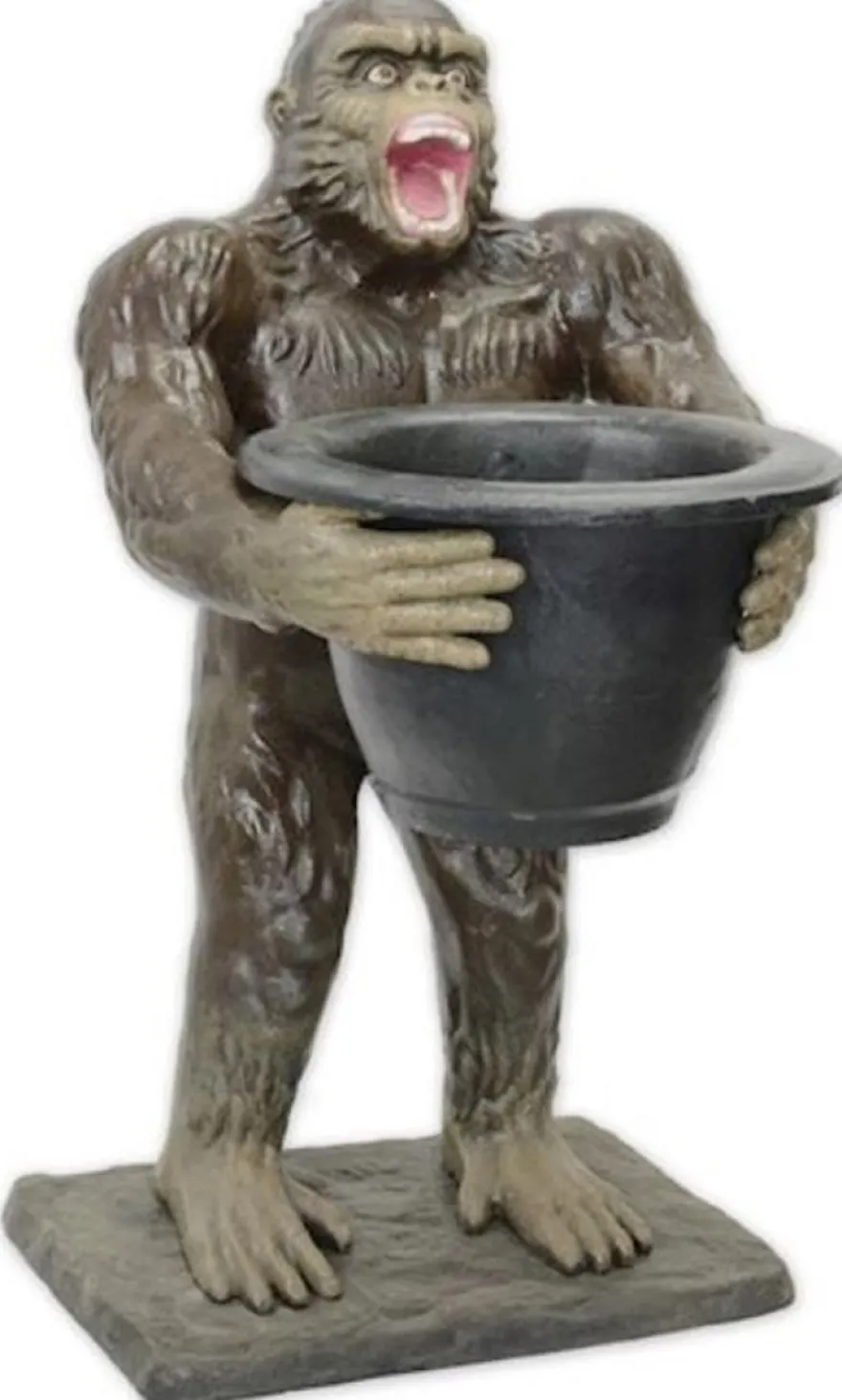 Casa Padrino Luxus Gartendeko Gusseisen Figur Affe mit Blumentopf Mehrfarbig H. 92 cm - Garten & Terrassen Deko Skulptur - Garten & Terrassen Deko Accessoires
