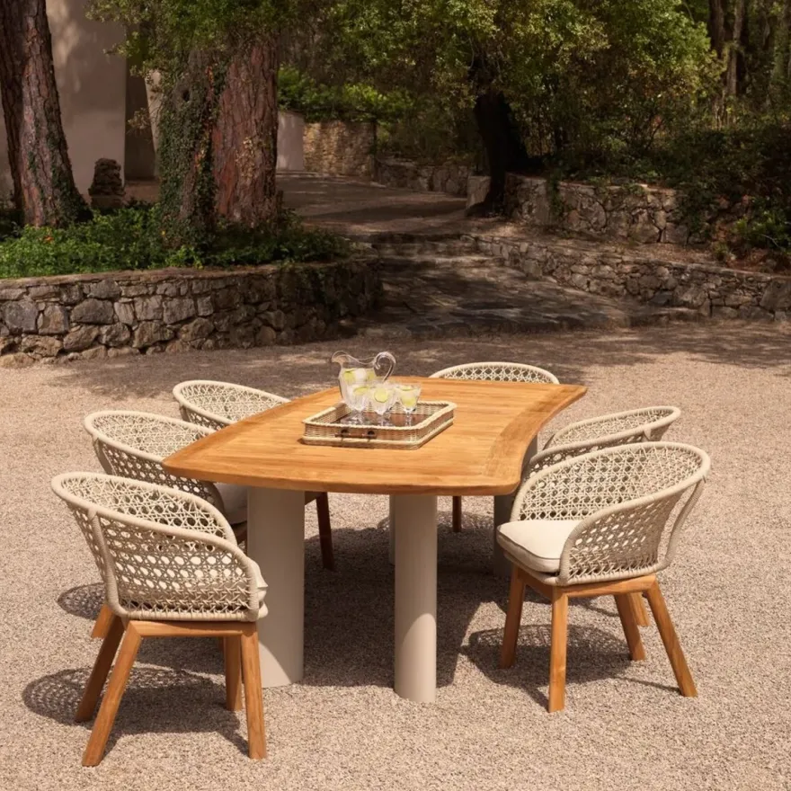 Casa Padrino Luxus Garten Esstisch Naturfarben / Sandfarben 230 cm