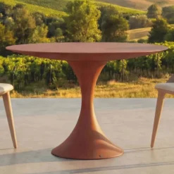 Casa Padrino Luxus Garten Esstisch Matt Braun Ø 120 cm - Luxus Garten Möbel