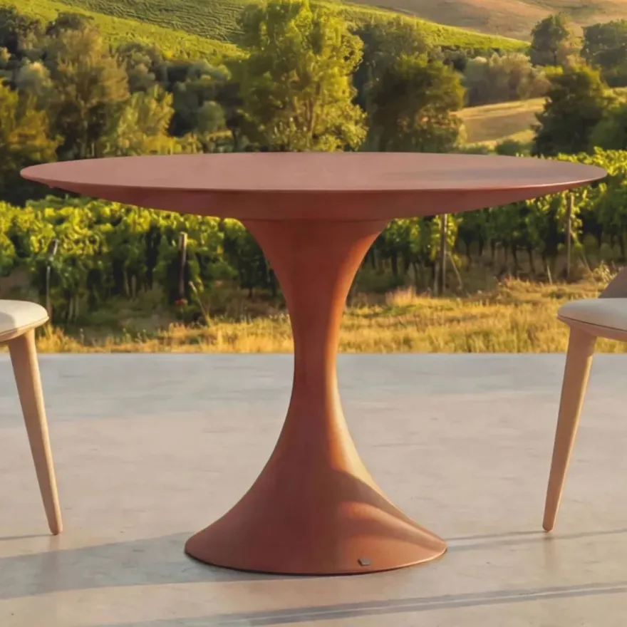 Casa Padrino Luxus Garten Esstisch Matt Braun Ø 120 cm - Luxus Garten Möbel