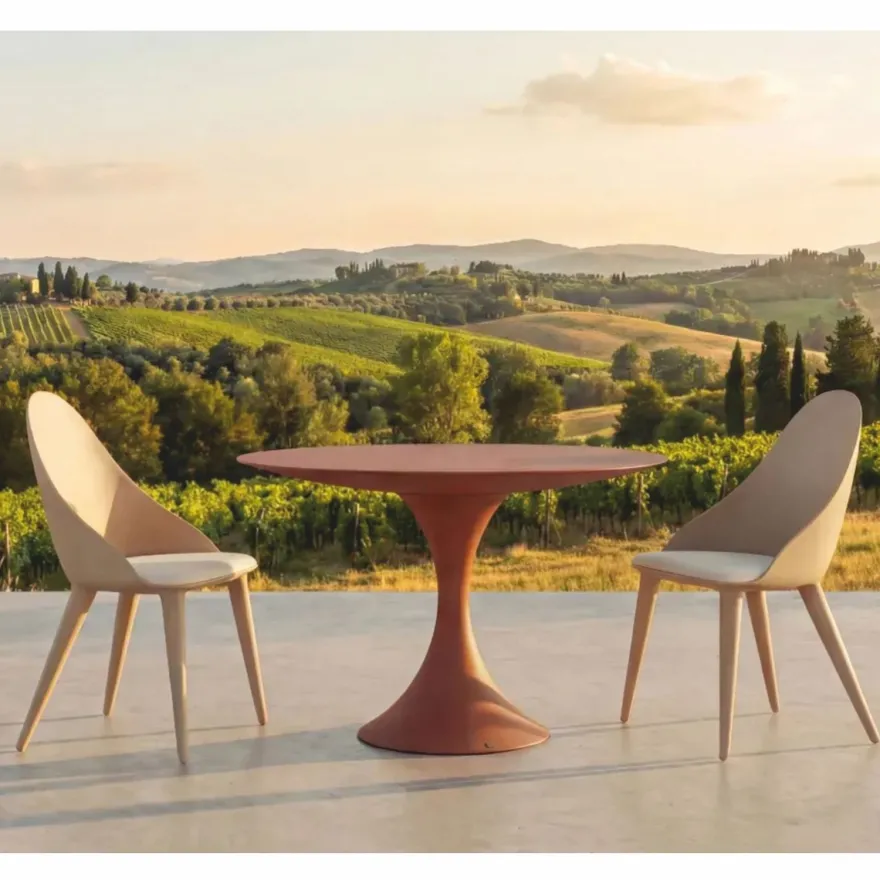 Casa Padrino Luxus Garten Esstisch Matt Braun Ø 120 cm - Luxus Garten Möbel