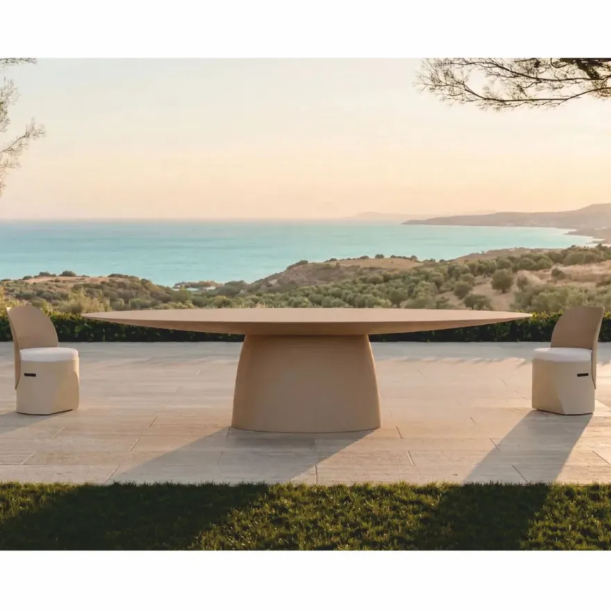 Casa Padrino Luxus Garten Esstisch Matt Beige 300 cm - Hotel & Garten Möbel