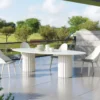 Casa Padrino Luxus Garten Esstisch Matt Weiß 300 cm - Luxus Garten Möbel