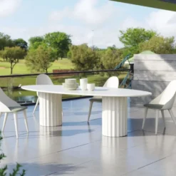 Casa Padrino Luxus Garten Esstisch Matt Weiß 300 cm - Luxus Garten Möbel