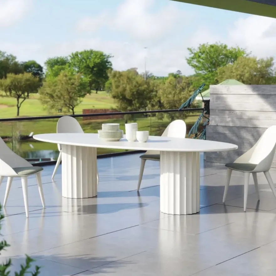 Casa Padrino Luxus Garten Esstisch Matt Weiß 300 cm - Luxus Garten Möbel