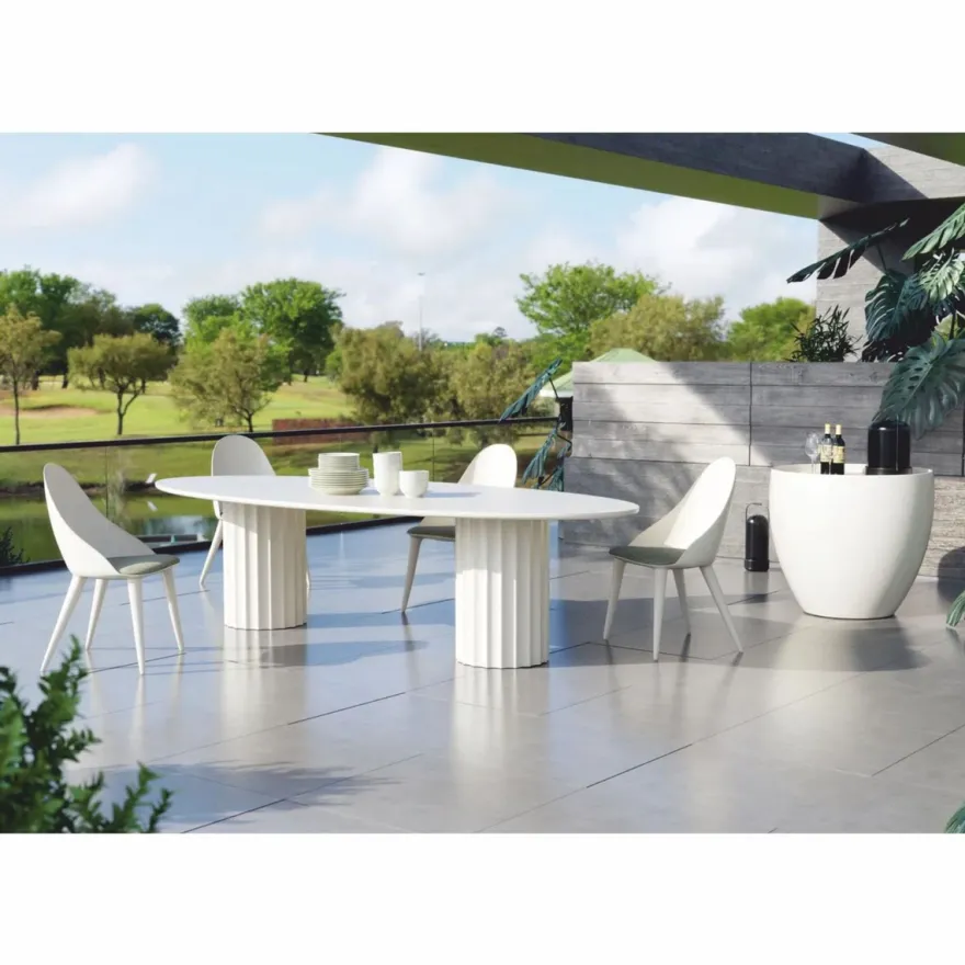 Casa Padrino Luxus Garten Esstisch Matt Weiß 300 cm - Luxus Garten Möbel