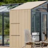 Casa Padrino Luxus Gartenhaus Schwarz / Beige 400 x 300 x H. 276,2 cm - Massivholz Garten Haus mit Glasfenstern und Glastüren - Gewächshaus - Luxus Gartenhäuser - Luxus Gewächshäuser