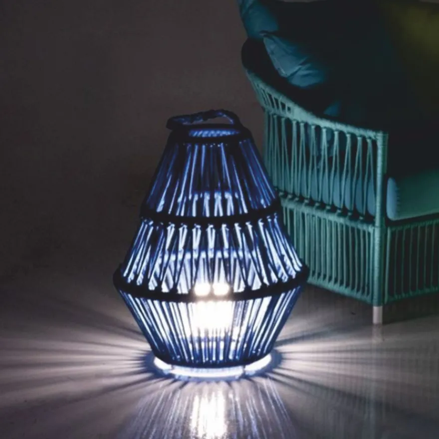 Casa Padrino Luxus Gartenlaterne Blau H. 63 cm - Garten Deko Accessoires