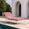 Casa Padrino Luxus Gartenliege mit Armlehnen Weiß / Rot 190 cm - Hotel & Garten Möbel VPP