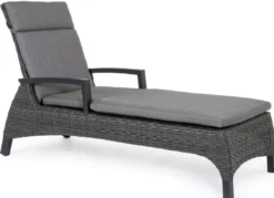 Casa Padrino Luxus Gartenliege Grau / Anthrazit 205 x 70 x H. 72-106 cm - Moderne Wetterbeständige Liege mit verstellbarer Rückenlehne und Armlehnen - Garten Hotel Pool Möbel - Luxus Qualität