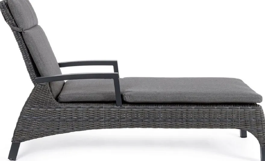 Casa Padrino Luxus Gartenliege Grau / Anthrazit 205 x 70 x H. 72-106 cm - Moderne Wetterbeständige Liege mit verstellbarer Rückenlehne und Armlehnen - Garten Hotel Pool Möbel - Luxus Qualität