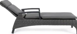 Casa Padrino Luxus Gartenliege Grau / Anthrazit 205 x 70 x H. 72-106 cm - Moderne Wetterbeständige Liege mit verstellbarer Rückenlehne und Armlehnen - Garten Hotel Pool Möbel - Luxus Qualität