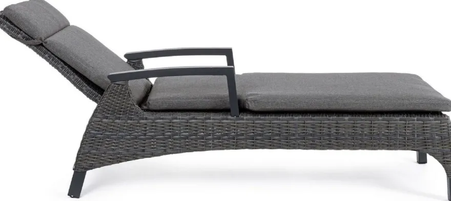 Casa Padrino Luxus Gartenliege Grau / Anthrazit 205 x 70 x H. 72-106 cm - Moderne Wetterbeständige Liege mit verstellbarer Rückenlehne und Armlehnen - Garten Hotel Pool Möbel - Luxus Qualität