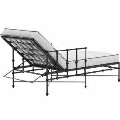 Casa Padrino Luxus Gartenliege mit Armlehnen Schwarz / Weiß 198 cm - Hotel & Garten Möbel