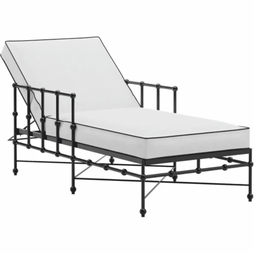 Casa Padrino Luxus Gartenliege mit Armlehnen Schwarz / Weiß 198 cm - Hotel & Garten Möbel