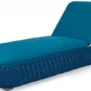 Casa Padrino Luxus Gartenliege Blau 205 x 87 x H. 27 cm - Handgewebte Wetterbeständige Liege - Moderne Poolliege - Garten Möbel - Hotel Möbel