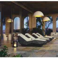 Casa Padrino Luxus Gartenliege Matt Schwarz / Creme 192 cm - Hotel & Garten Möbel