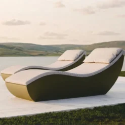 Casa Padrino Luxus Gartenliege Matt Grün / Grau 180 cm - Hotel & Garten Möbel