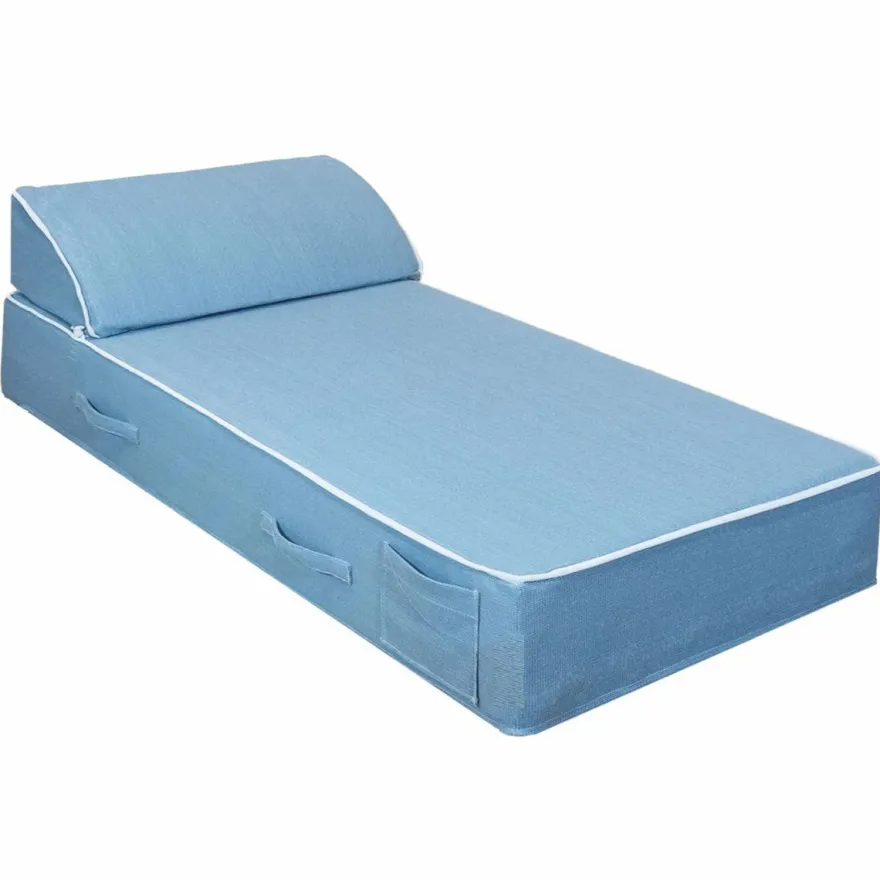 Casa Padrino Luxus Gartenliege Hellblau / Weiß 180 x 80 cm - Luxus Poolliege