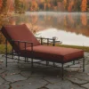 Casa Padrino Luxus Gartenliege mit Armlehnen Schwarz / Braun 190 cm - Luxus Sonnenliege - Hotel & Garten Möbel VPP