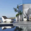 Casa Padrino Luxus Gartenliege Matt Weiß / Dunkelgrau 192 cm