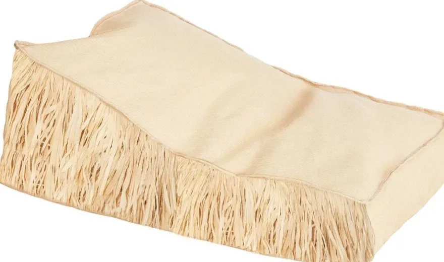 Casa Padrino Luxus Gartenliege mit Fransen Beige / Naturfarben 140 cm
